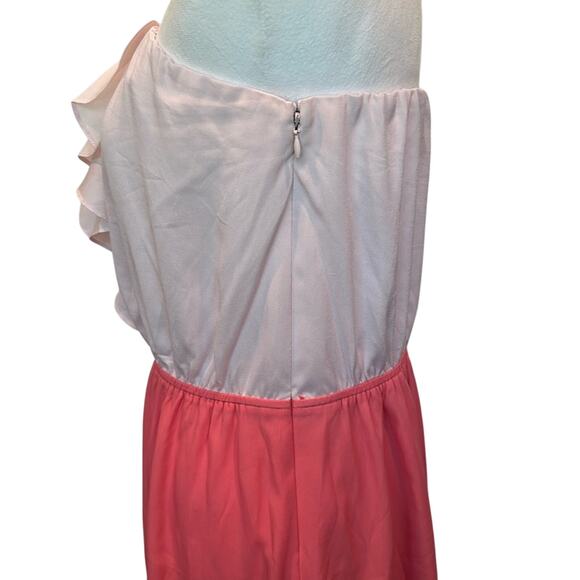 Express Size 12 Two-Tone Pink Ruffled Strapless Dress - Picture 6 of 10
